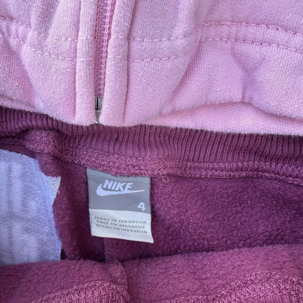 Vtg Y2K Nike Matching Outfit Sweatsuit Girls Size 4T 2 Piece Hoodie Joggers Pink